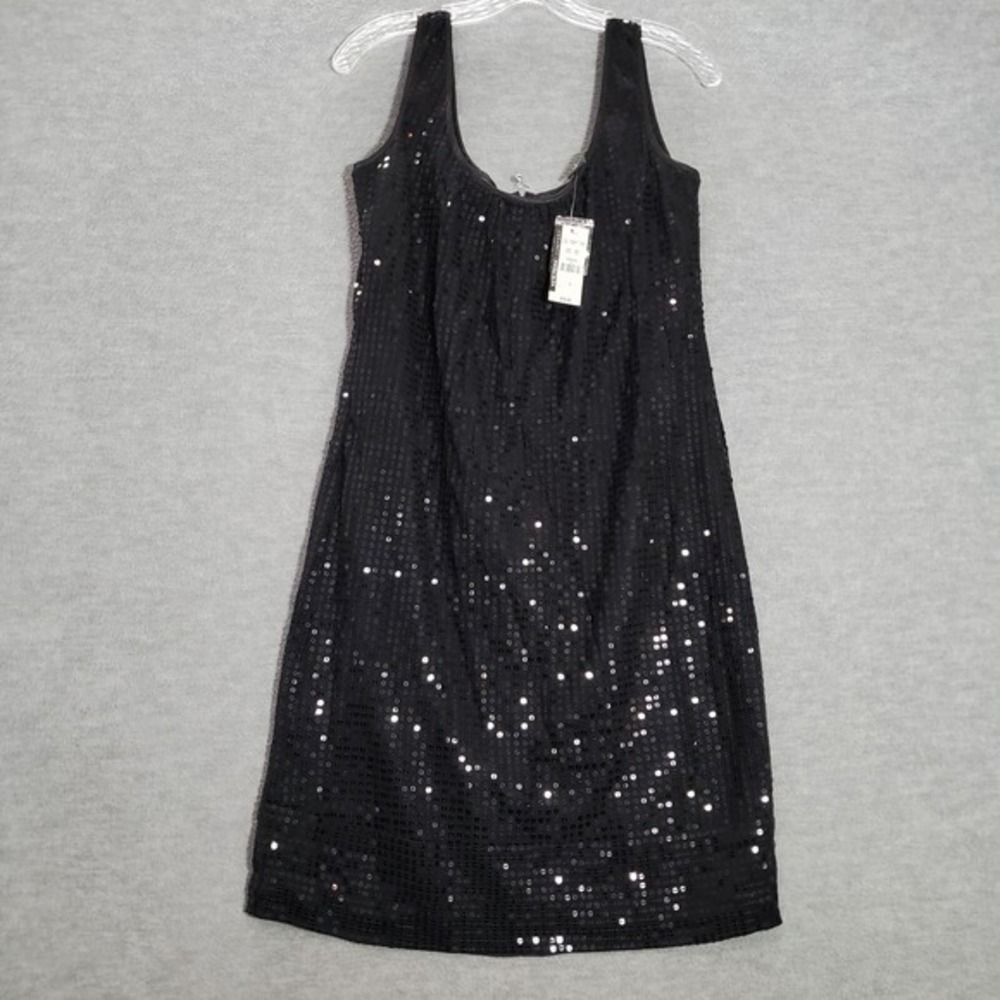 New York &โ Company Women Dress 6 Black Knee Length Shift Sequins Sleeveless NWT